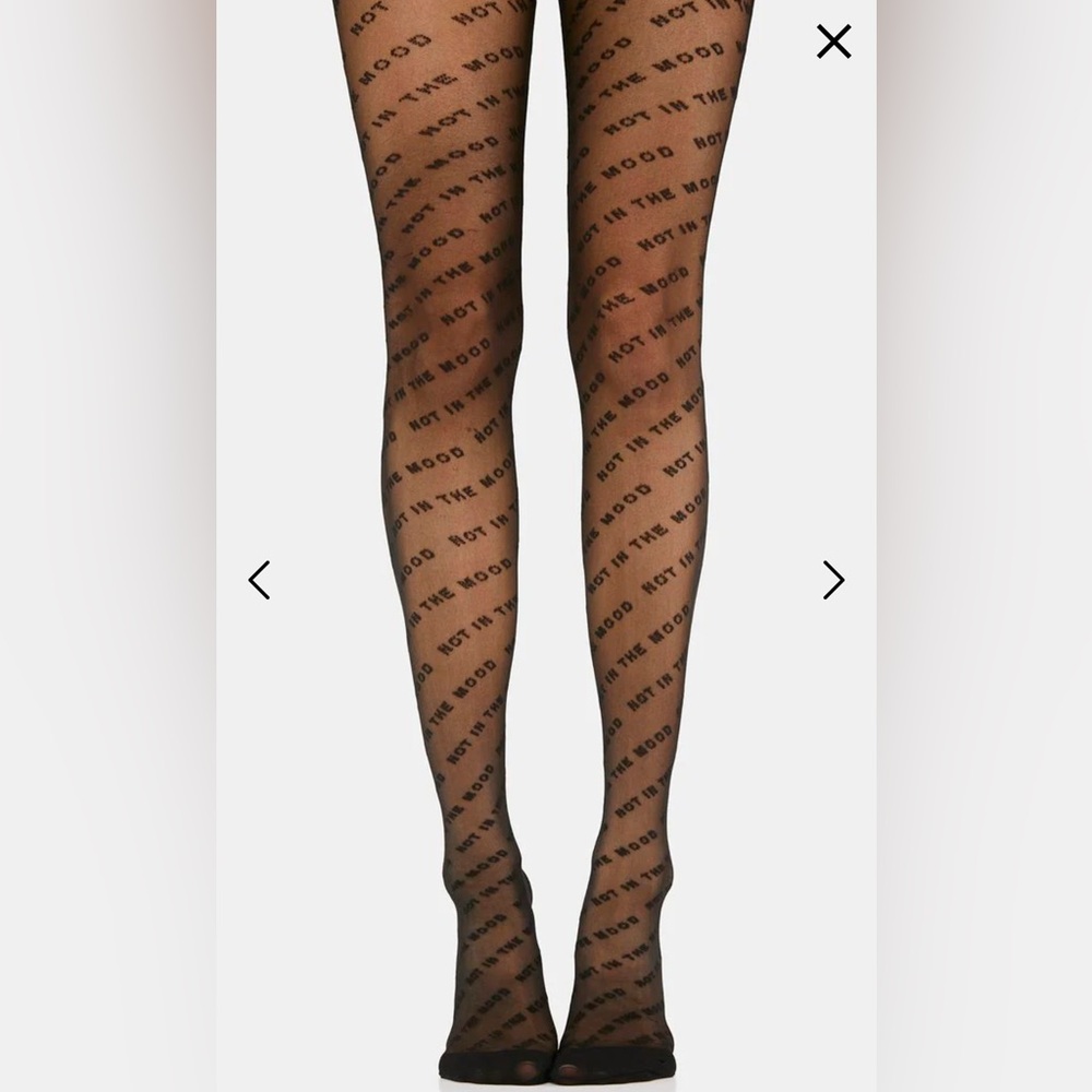 NIP Dolls Kill Skinny Dip Not In The Mood Print Tights Black Large - Picture 4 of 7